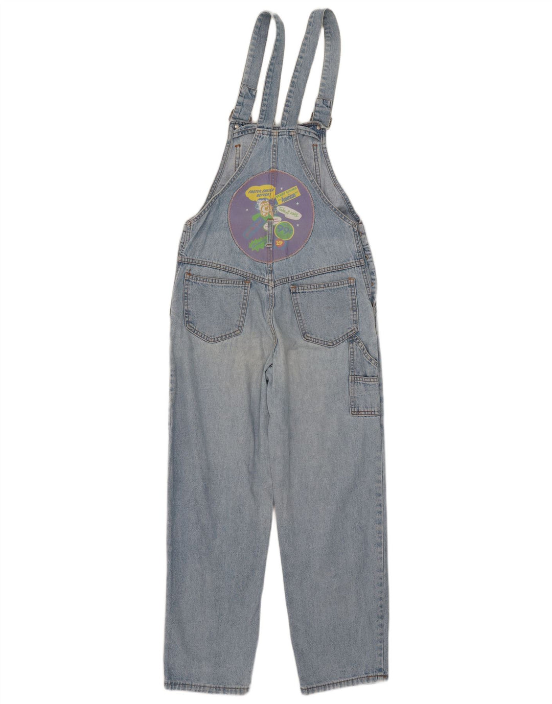 Jeans dritti con salopette grafica da donna vintage EU 38 cotone blu medio