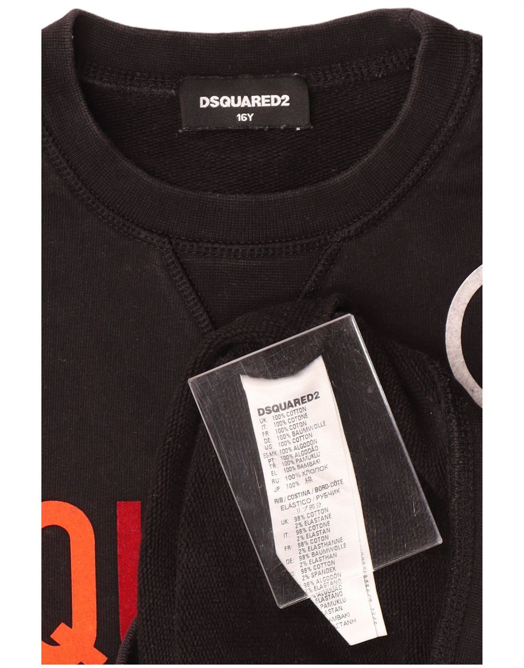 DSQUARED2 Felpa con grafica per ragazze 15-16 anni in cotone nero