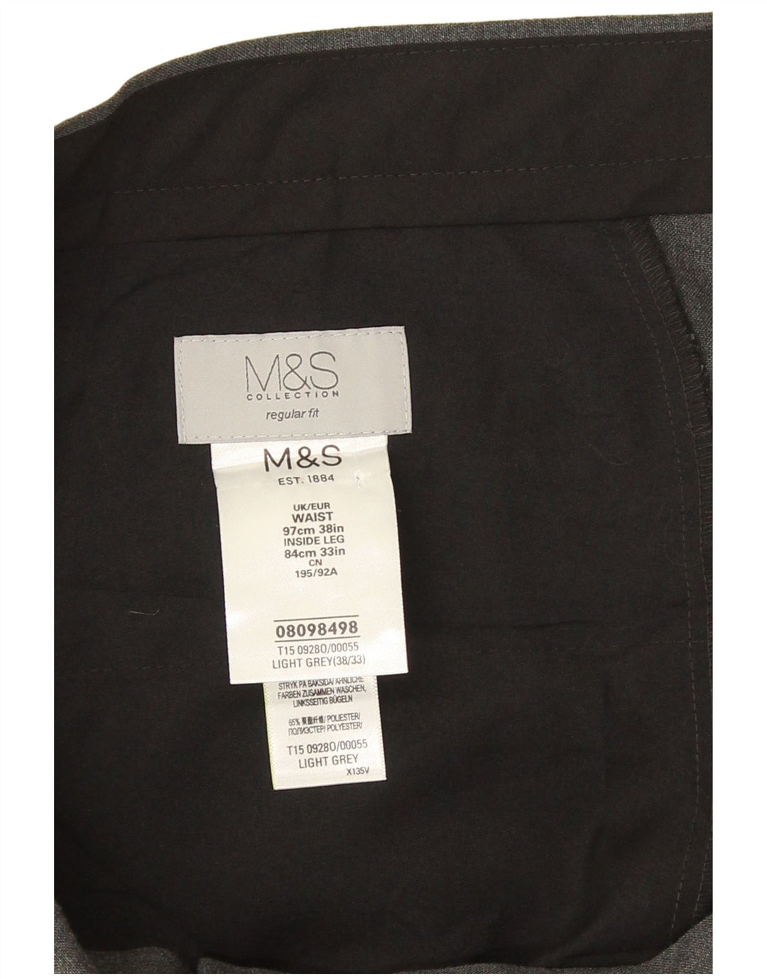 Pantaloni da abito vestibilità regolare Marks & Spencer da uomo W38 L28 poliestere grigio
