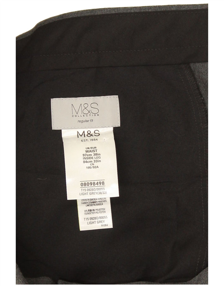 Pantaloni da abito vestibilità regolare Marks & Spencer da uomo W38 L28 poliestere grigio