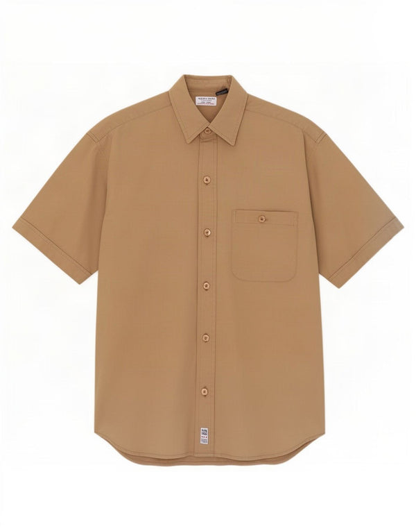 Camicia Guess Uomo Manica Corta Piccola in Cotone Beige