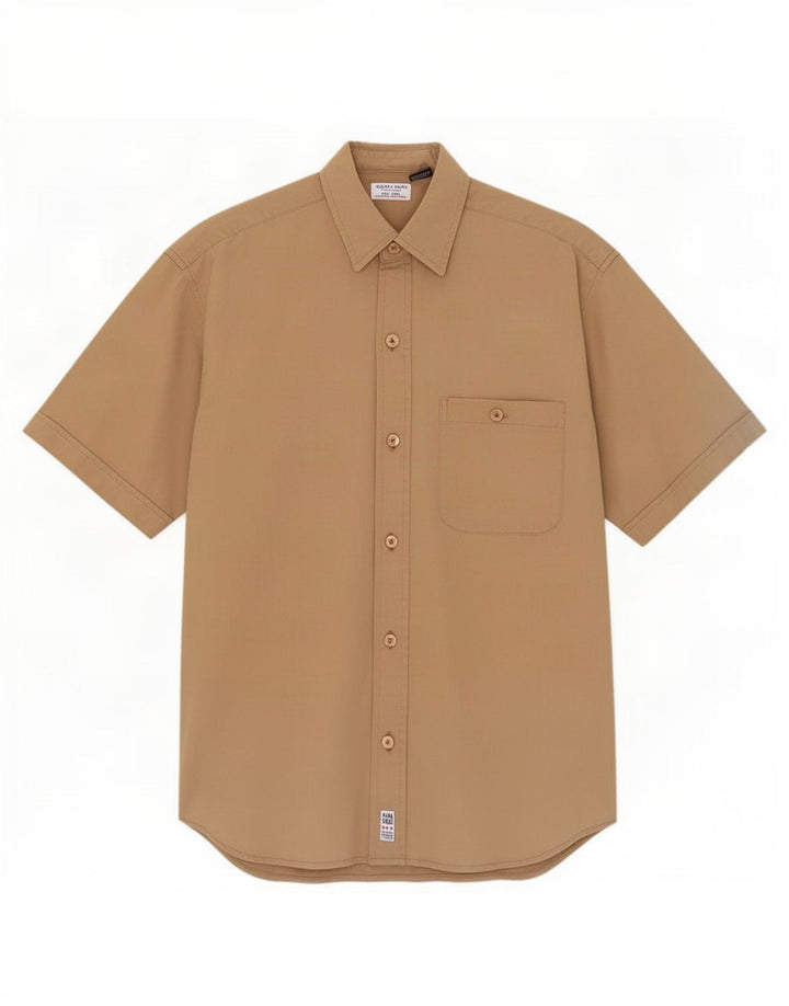 Camicia Guess Uomo Manica Corta Piccola in Cotone Beige