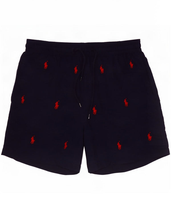 Pantaloncini da bagno grafici da uomo Polo Ralph Lauren nylon medio blu navy
