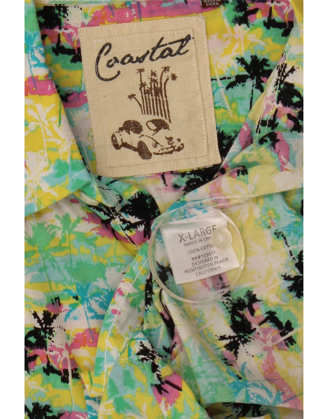 Camicia a maniche corte da uomo VINTAGE XL in cotone multicolore hawaiano