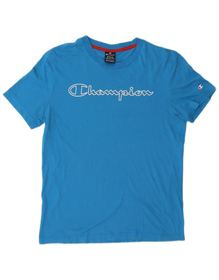 T-shirt grafica da uomo Champion Top in cotone blu medio