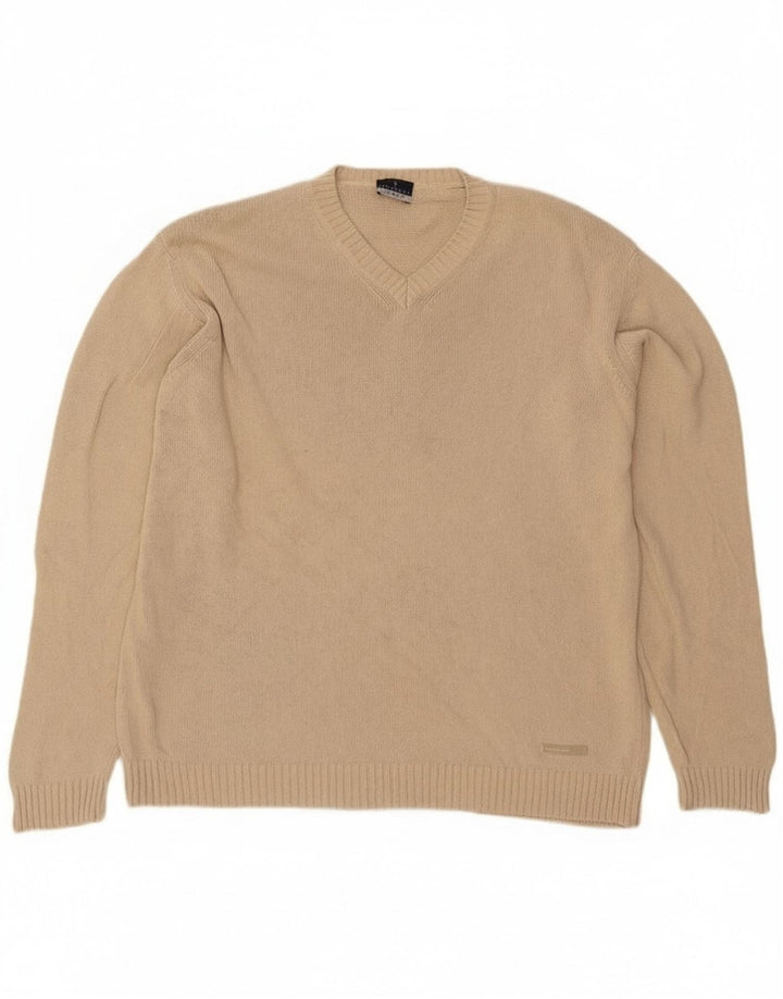 Maglione Trussardi Uomo Scollo a V Large in Cotone Beige