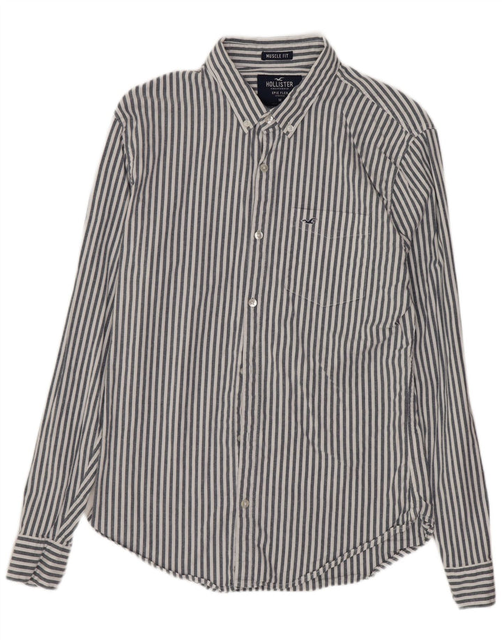 HOLLISTER Camicia Muscle da uomo in cotone a righe grigio medio