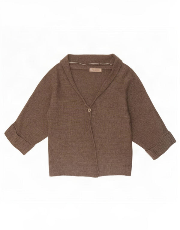 Maglione cardigan con maniche a 3/4 da donna Zara UK 14 Acrilico marrone medio