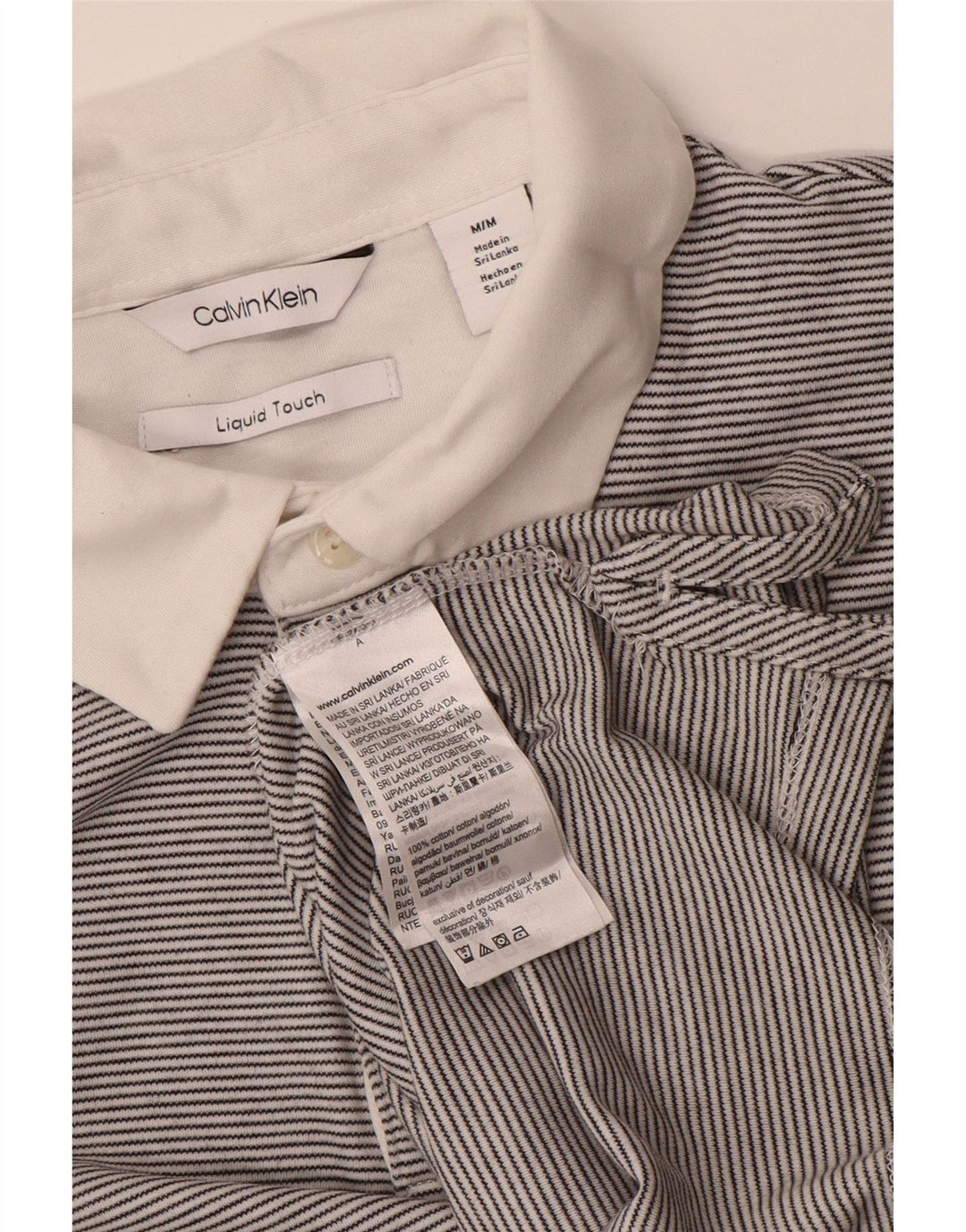 CALVIN KLEIN Polo Uomo Cotone Gessato Grigio Medio