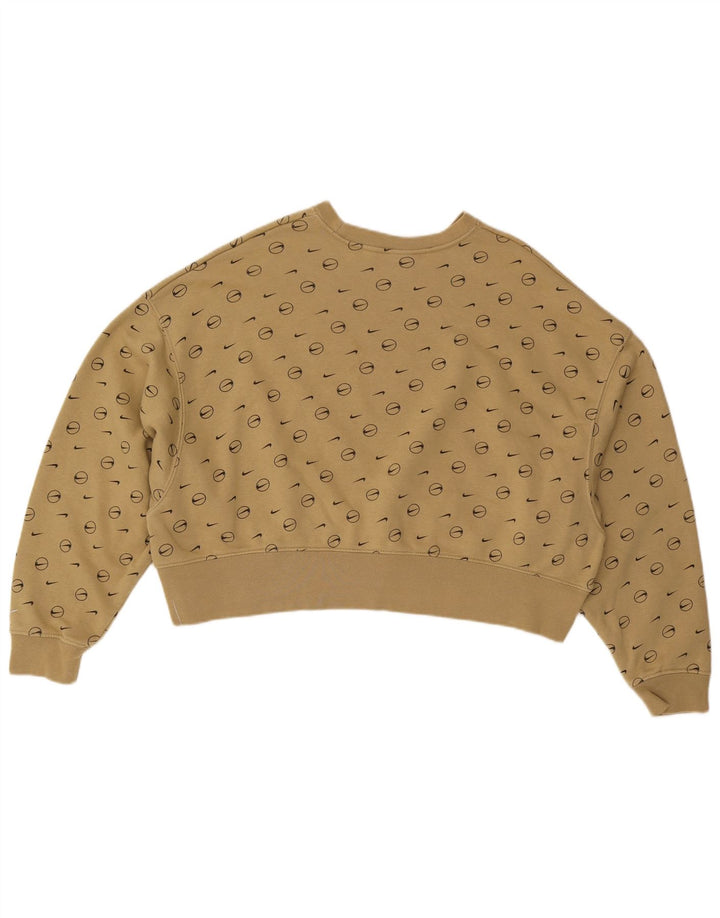 NIKE Felpa con grafica corta oversize da donna UK 10 Small Khaki