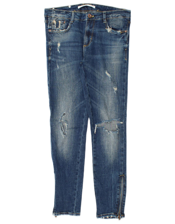 Jeans skinny effetto invecchiato da donna Zara EU 38 Small W28 L26 Blu