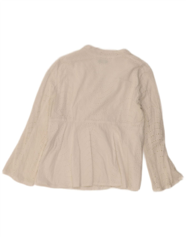 BENETTON Womens 1 Button Blazer Jacket UK 12 Medium White Cotton