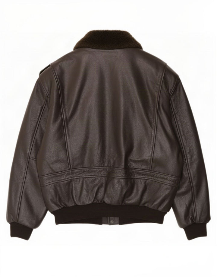 Giacca da aviatore da volo in pelle vintage da uomo UK 38 Marrone medio