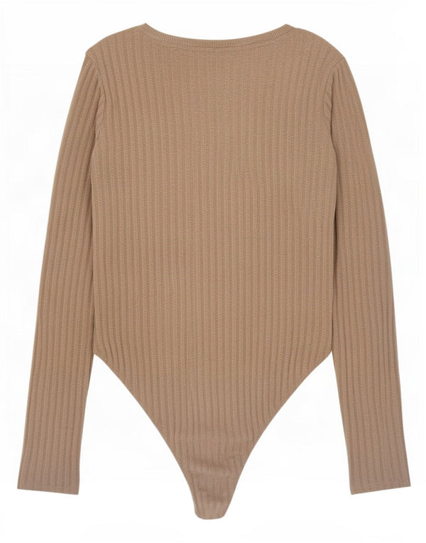 Body a maniche lunghe da donna Zara UK 10 piccolo poliestere grigio
