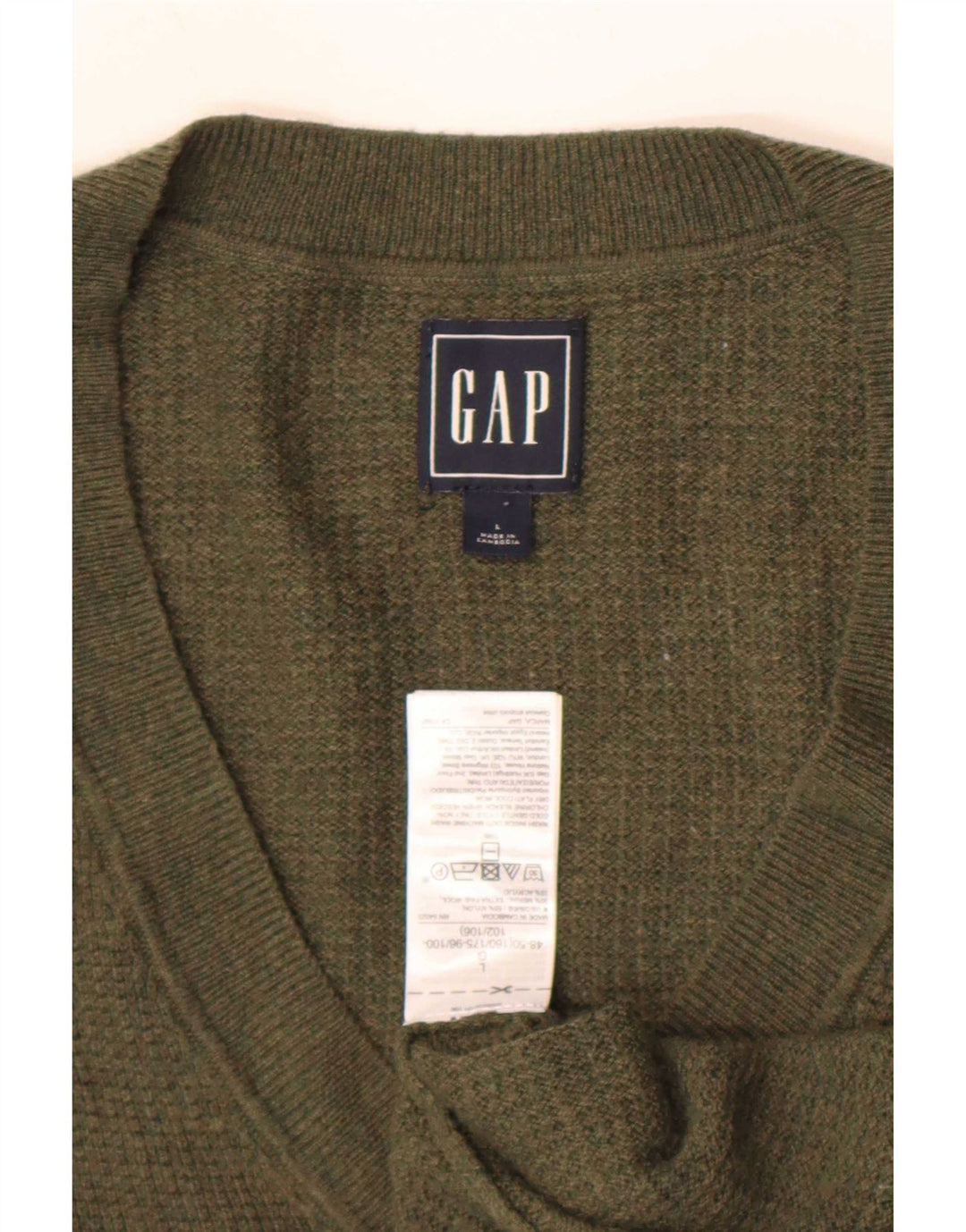 Gap Maglione da donna con scollo a V UK 16 Large Khaki Nylon