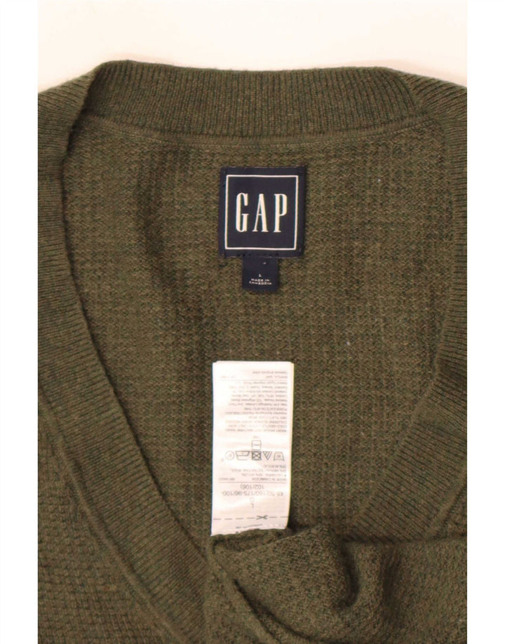 Gap Maglione da donna con scollo a V UK 16 Large Khaki Nylon