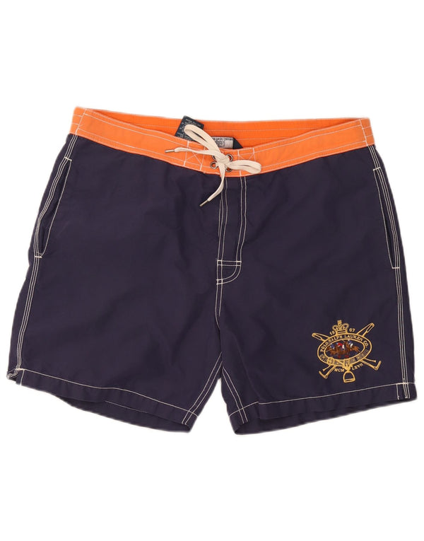 Pantaloncini da bagno grafici da uomo Polo Ralph Lauren color block medio blu navy