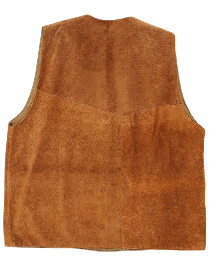 Gilet vintage da uomo in pelle scamosciata XL marrone