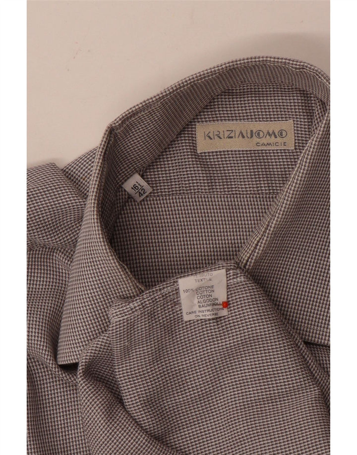 Camicia da uomo Krizia Uomo taglia 42 16 1/2 grande cotone a quadri grigi