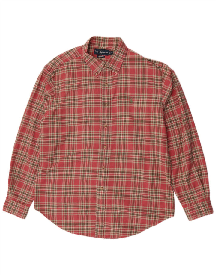 Ralph Lauren Camicia da uomo in flanella dal taglio classico XL a quadri rossi