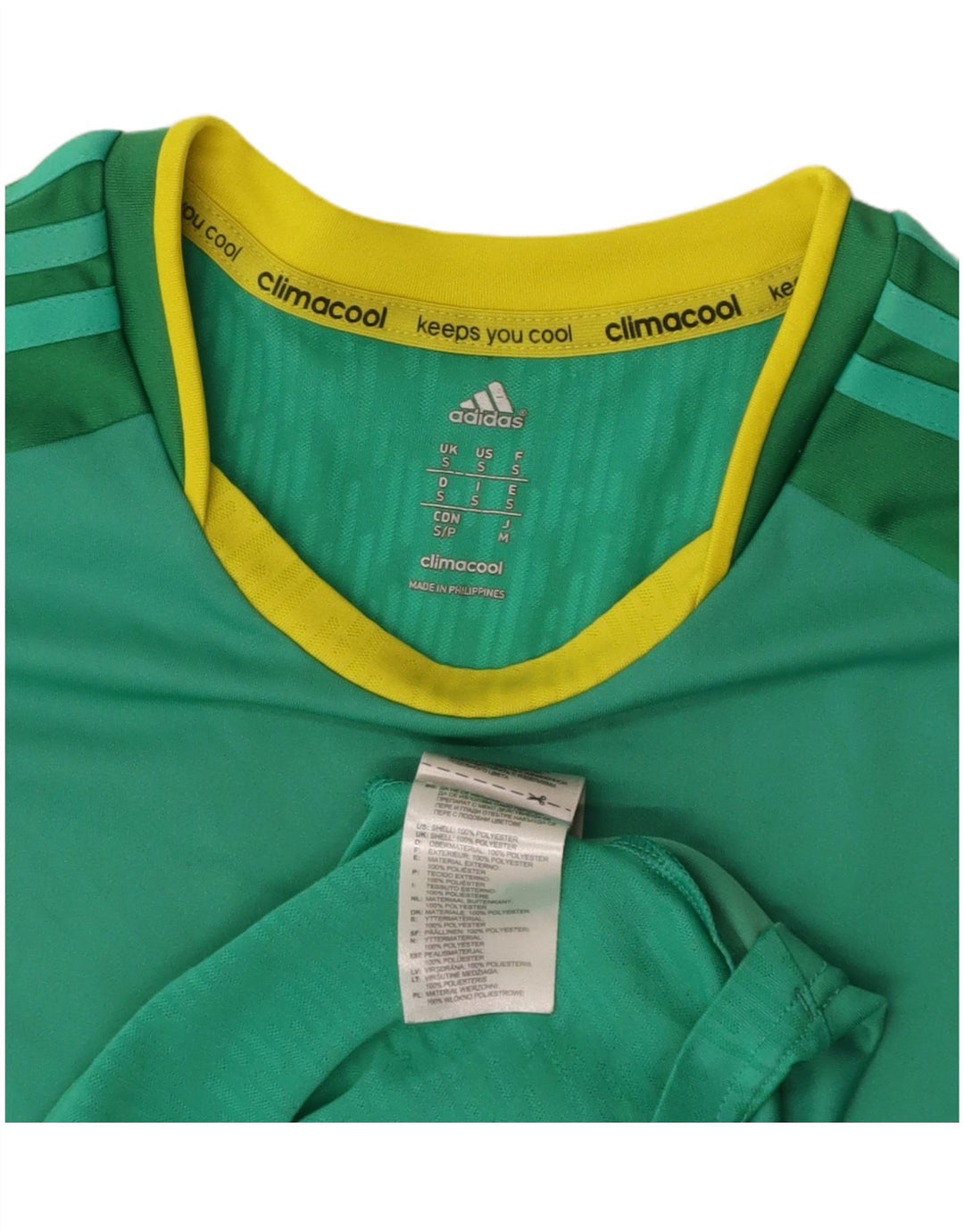 ADIDAS Mens Climacool T-Shirt Top Small Green Colourblock Polyester