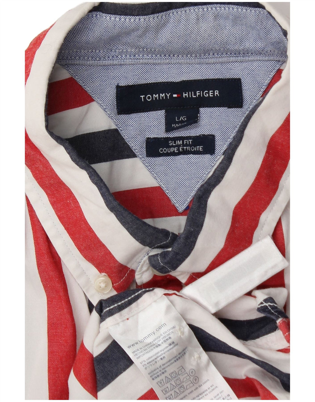 Camicia slim fit da uomo Tommy Hilfiger grande cotone gessato multicolore