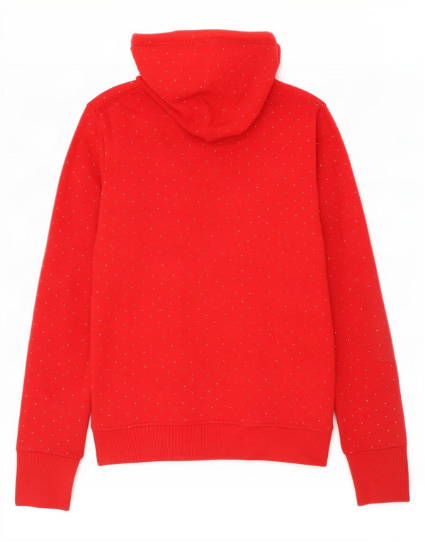 Felpa con cappuccio grafica da donna Superdry UK 12 cotone maculato rosso medio