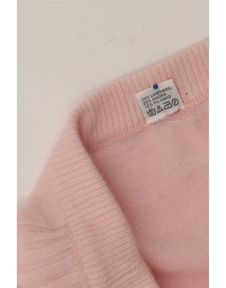 Gonna longuette in maglia da donna vintage EU 38 media W34 lana d'agnello rosa