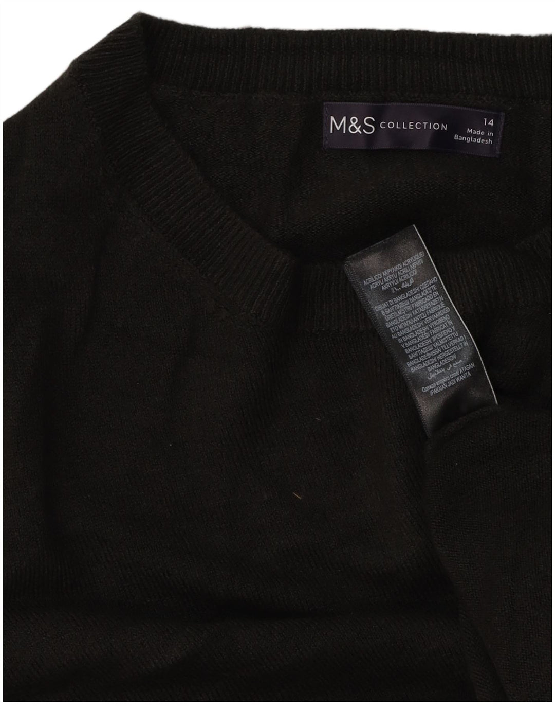 Maglione maglione girocollo da donna Marks & Spencer UK 14 acrilico nero medio