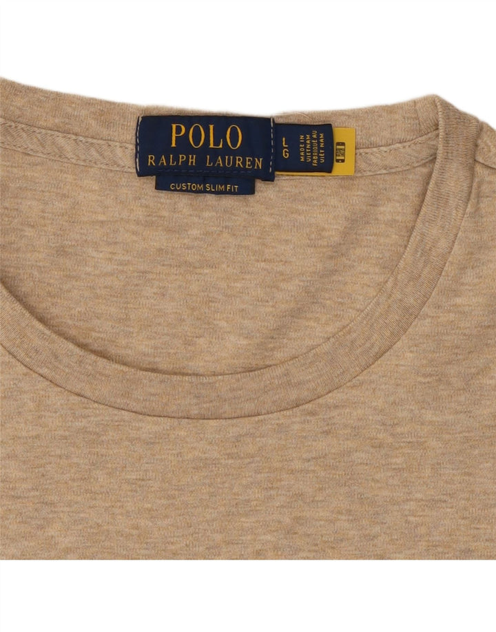 POLO RALPH LAUREN T-shirt da uomo slim fit personalizzata Top Large Beige