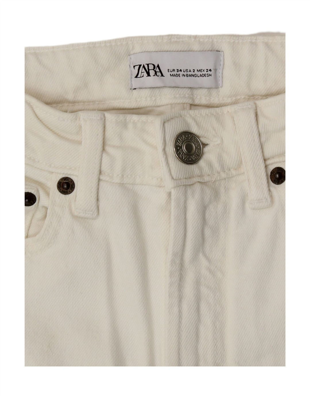 Jeans Bootcut da donna Zara EU 34 2XS W24 L29 Cotone bianco