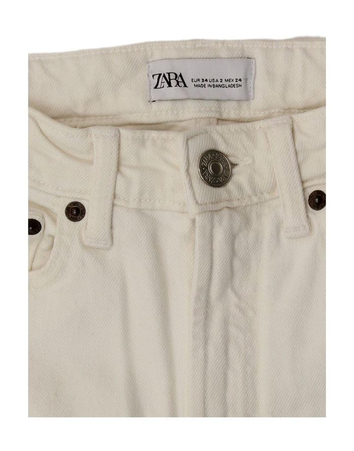 Jeans Bootcut da donna Zara EU 34 2XS W24 L29 Cotone bianco