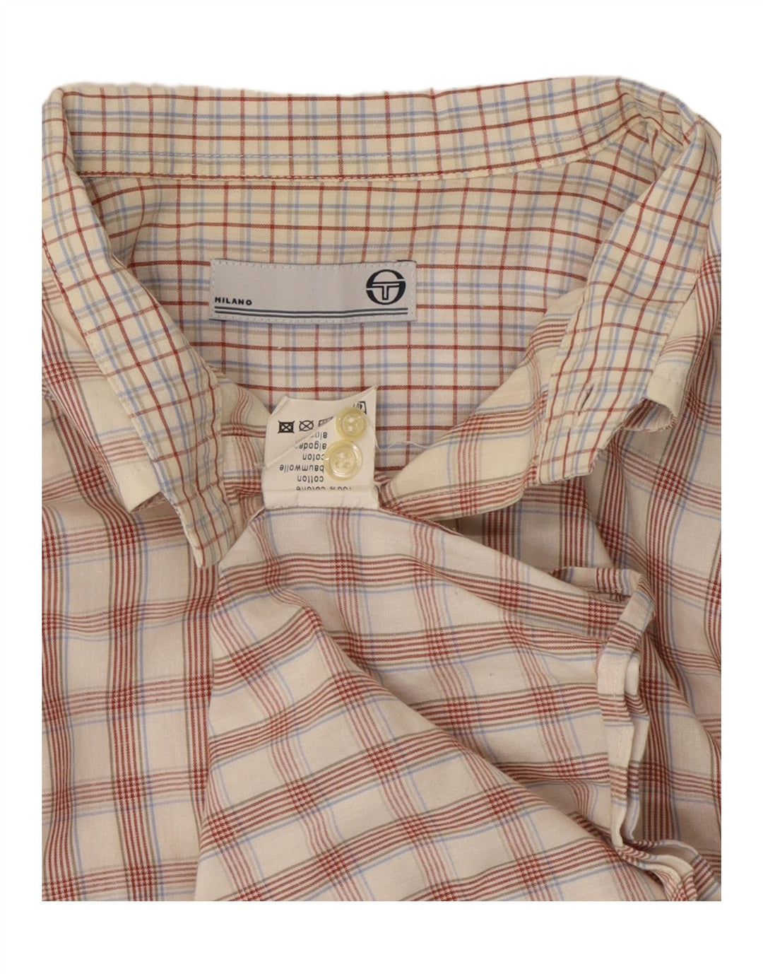 Camicia da uomo Sergio Tacchini in cotone a quadri grandi bianco sporco