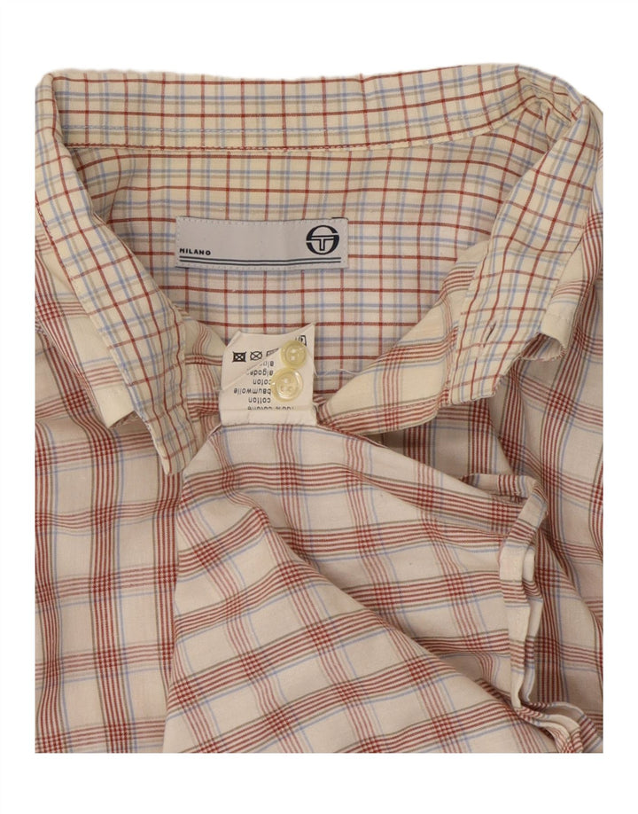 Camicia da uomo Sergio Tacchini in cotone a quadri grandi bianco sporco