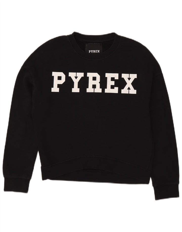 Pyrex Donna Felpa con grafica ritagliata oversize UK 6 XS Cotone nero