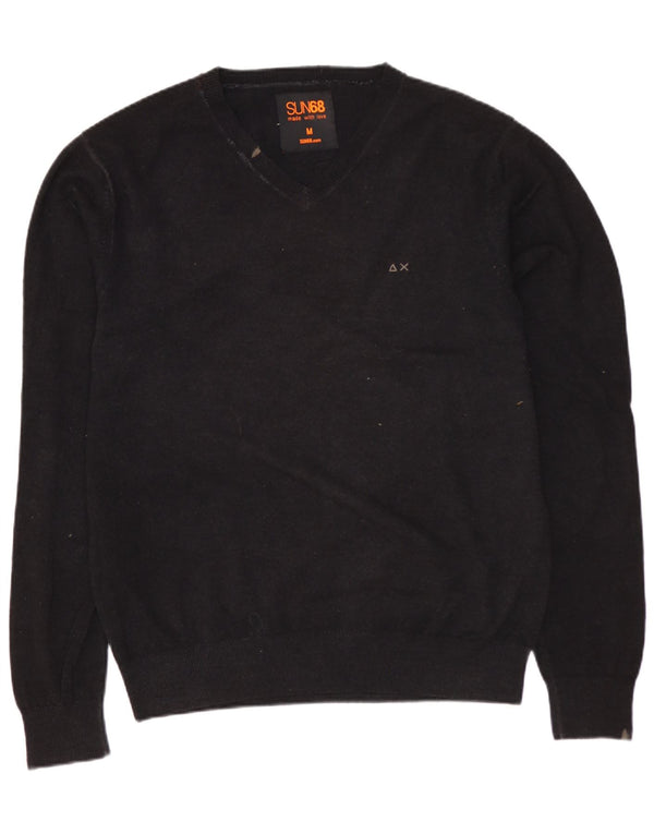 Maglione da uomo con scollo a V SUN68 in lana grigio medio