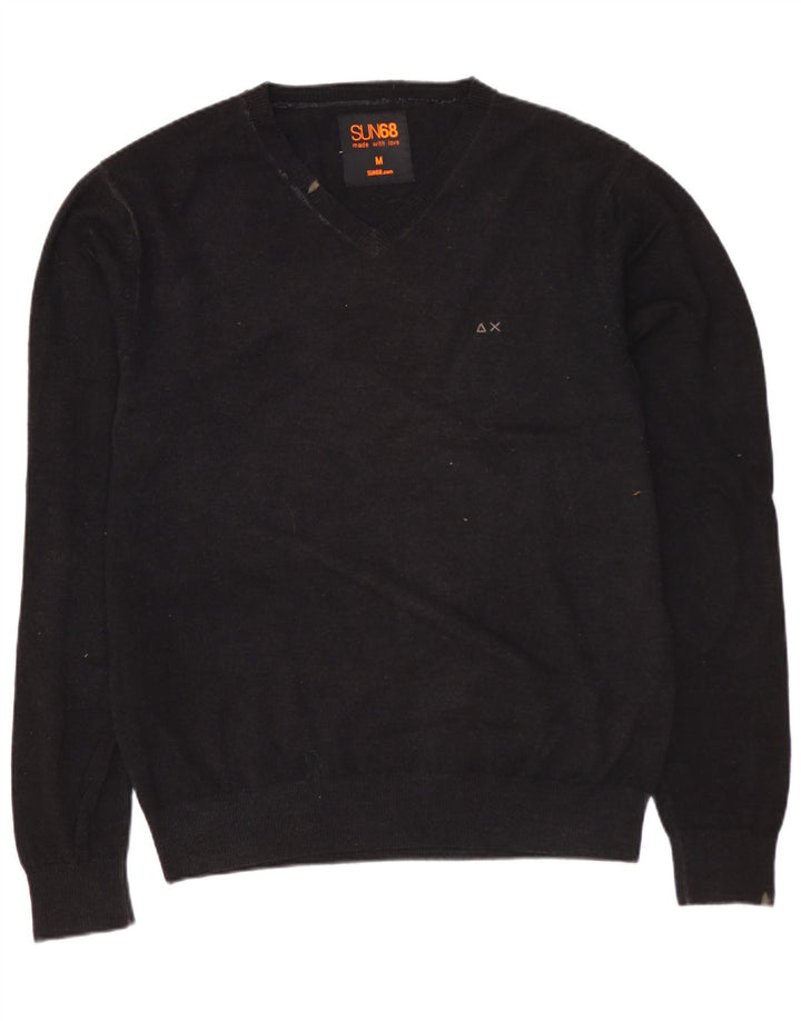 Maglione da uomo con scollo a V SUN68 in lana grigio medio