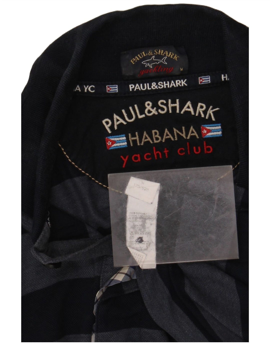 PAUL & SHARK Polo da yachting da uomo in cotone a righe medie blu navy