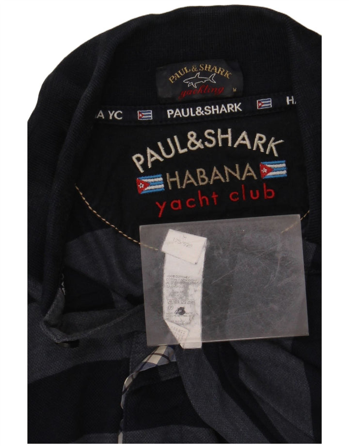 PAUL & SHARK Polo da yachting da uomo in cotone a righe medie blu navy