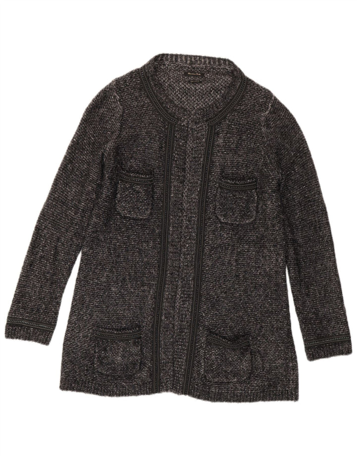 Maglione cardigan lungo da donna Massimo Dutti UK 14 Grigio medio chiazzato