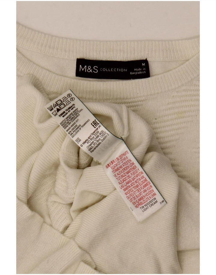 Maglione maglione con scollo a barca da donna Marks & Spencer UK 12 medio bianco sporco