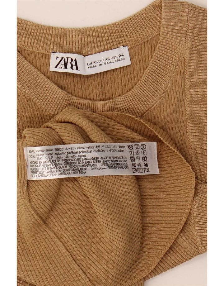 Canotta Donna Zara UK 4 XS Beige Viscosa