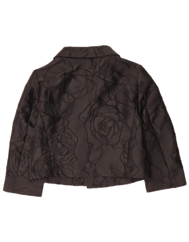 Naracamicie Bolero da donna con maniche a 3/4 Top UK 8 Piccolo poliestere floreale nero