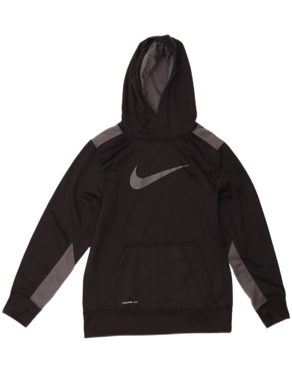 Felpa con cappuccio grafica Nike Therma-Fit da donna UK 14 grande poliestere nero