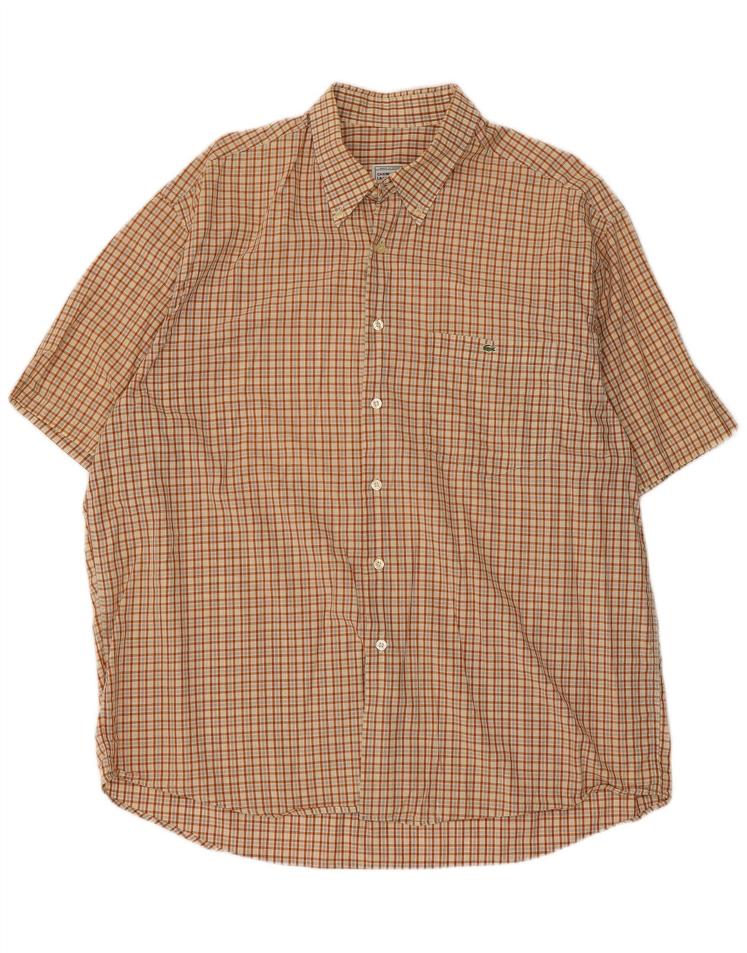 Camicia a maniche corte da uomo Lacoste 2XL a quadri marroni