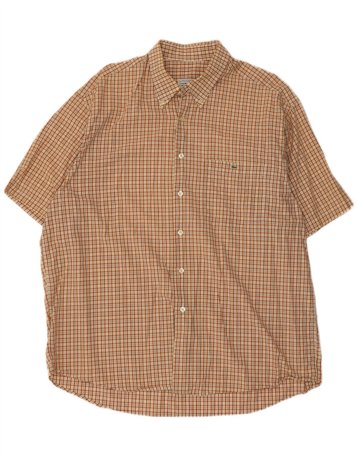 Camicia a maniche corte da uomo Lacoste 2XL a quadri marroni