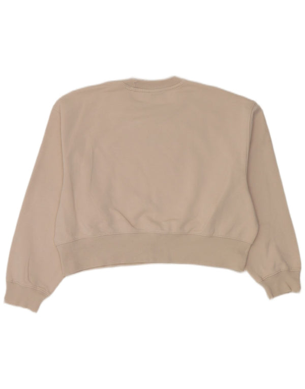 Felpa oversize da donna Adidas UK 8/10 piccola cotone beige