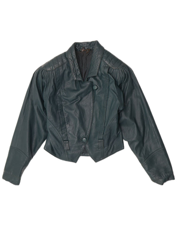 Giacca in pelle corta da donna vintage EU 36 piccola pelle verde