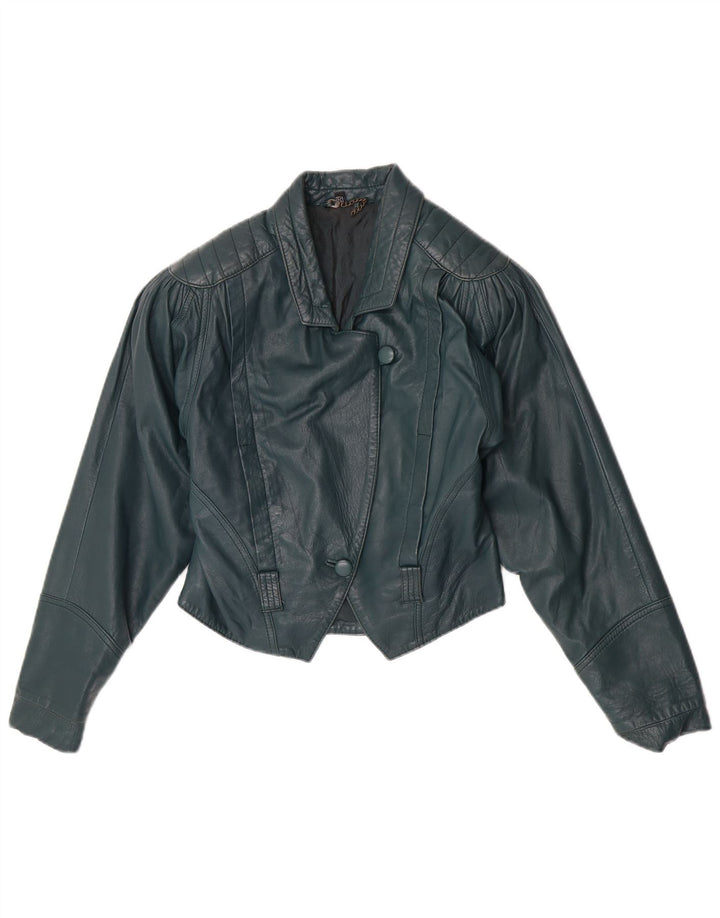 Giacca in pelle corta da donna vintage EU 36 piccola pelle verde