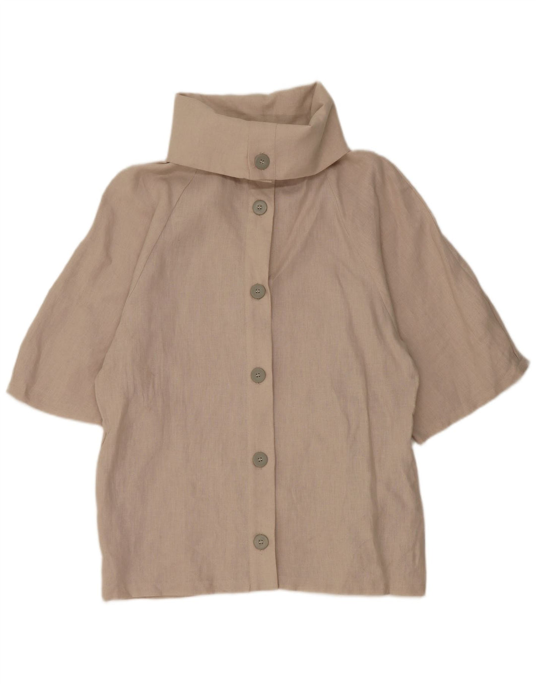 Camicetta Camicia Vintage da Donna IT 44 Lino Grigio Medio